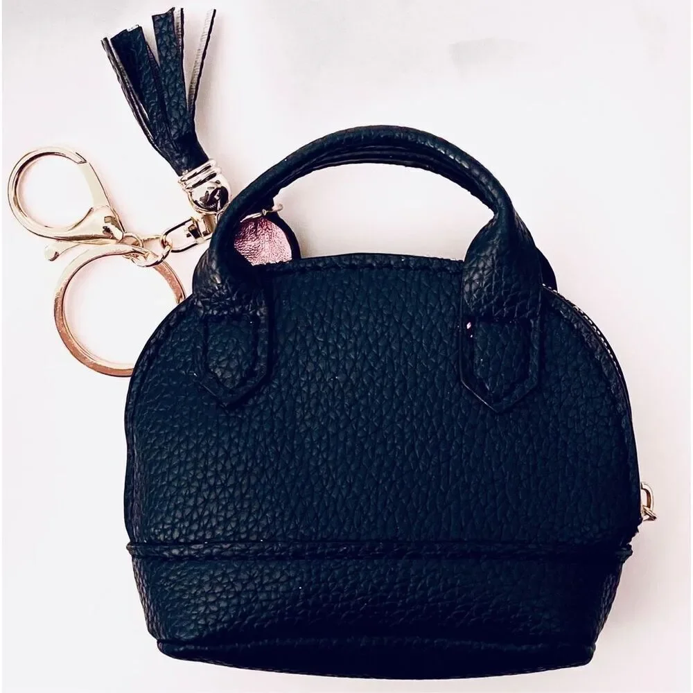 NWT Gorgeous Black Pu Leather Purse Bag Charm Lobster Keyring Keyring Keyholder!